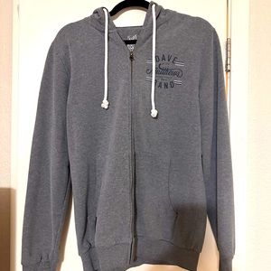 Dave Matthews Band med Hoodie Full Zip Gray Pocket Thumb Holes Charlottesville